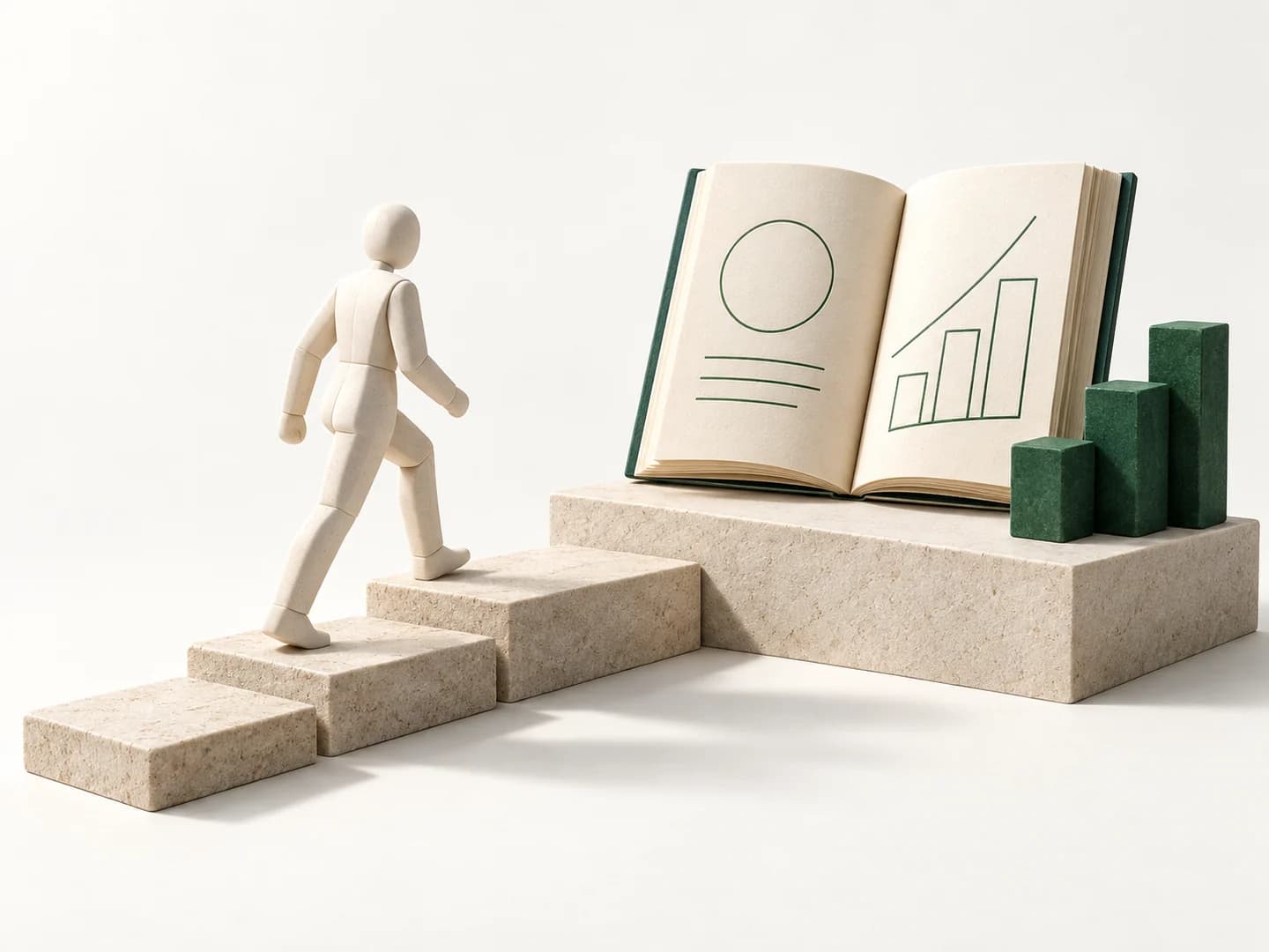 Conceptual illustration of a learner progressing through practical skills
